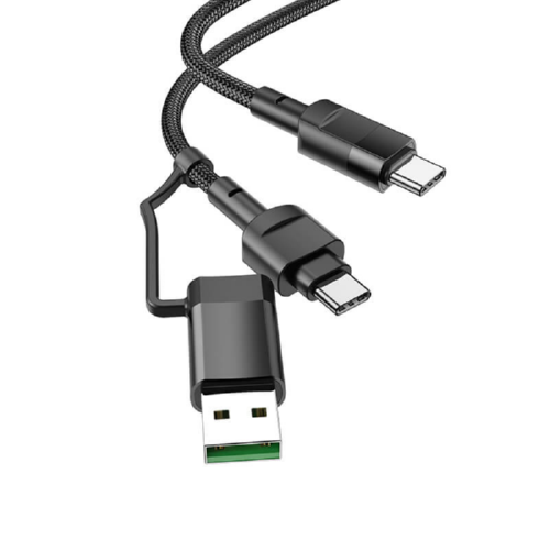 Кабель Hoco Combo USB/Type-C to Type-C U106 1,2 м 5A 100W Black - фото 2