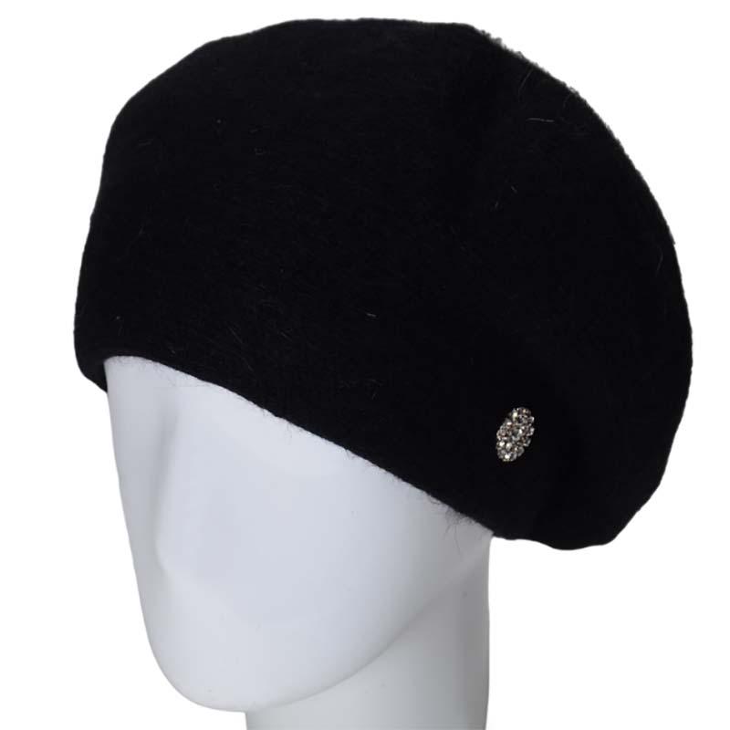 Берет женский ангоровый Novita Афина one size Черный