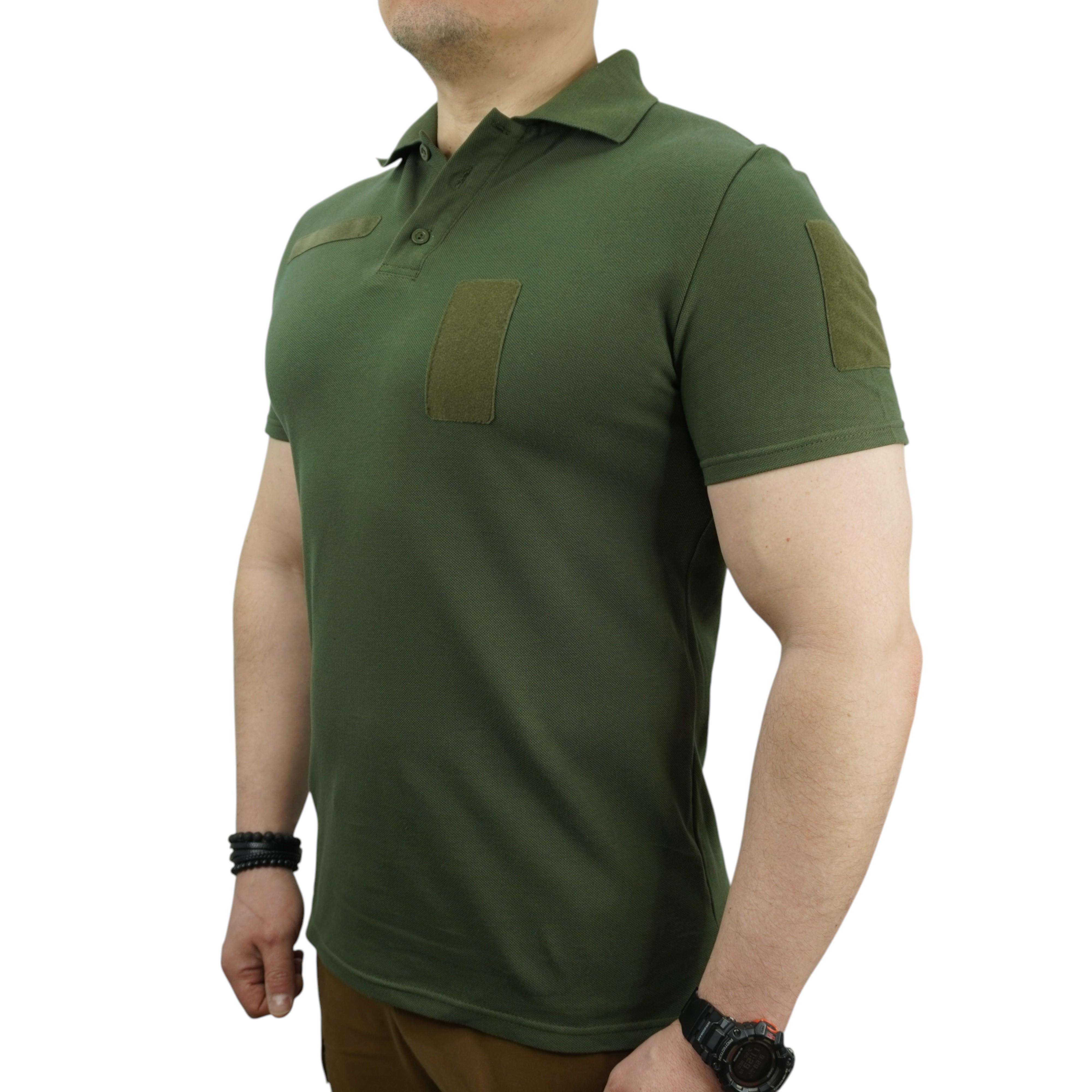 Футболка поло Лакоста с липучками для шевронов и патчей ХL Олива (040885)