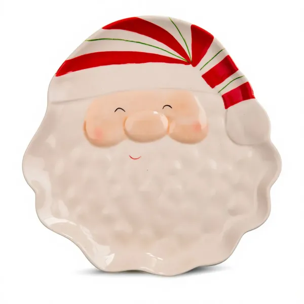 Тарелка сервировочная в виде головы Санты Santa Claus фарфоровая 25х25 см Белый (21-107-CR-1-31)
