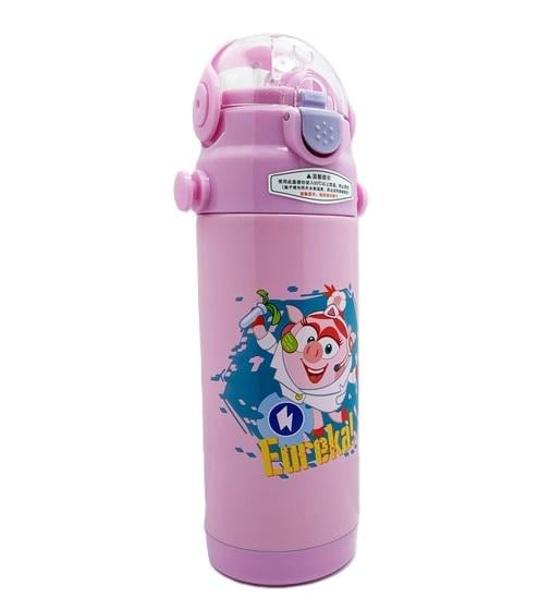 Термос-поилка детская с ремешком из нержавеющей стали с силиконовой трубочкой 350 мл Pink (30309)