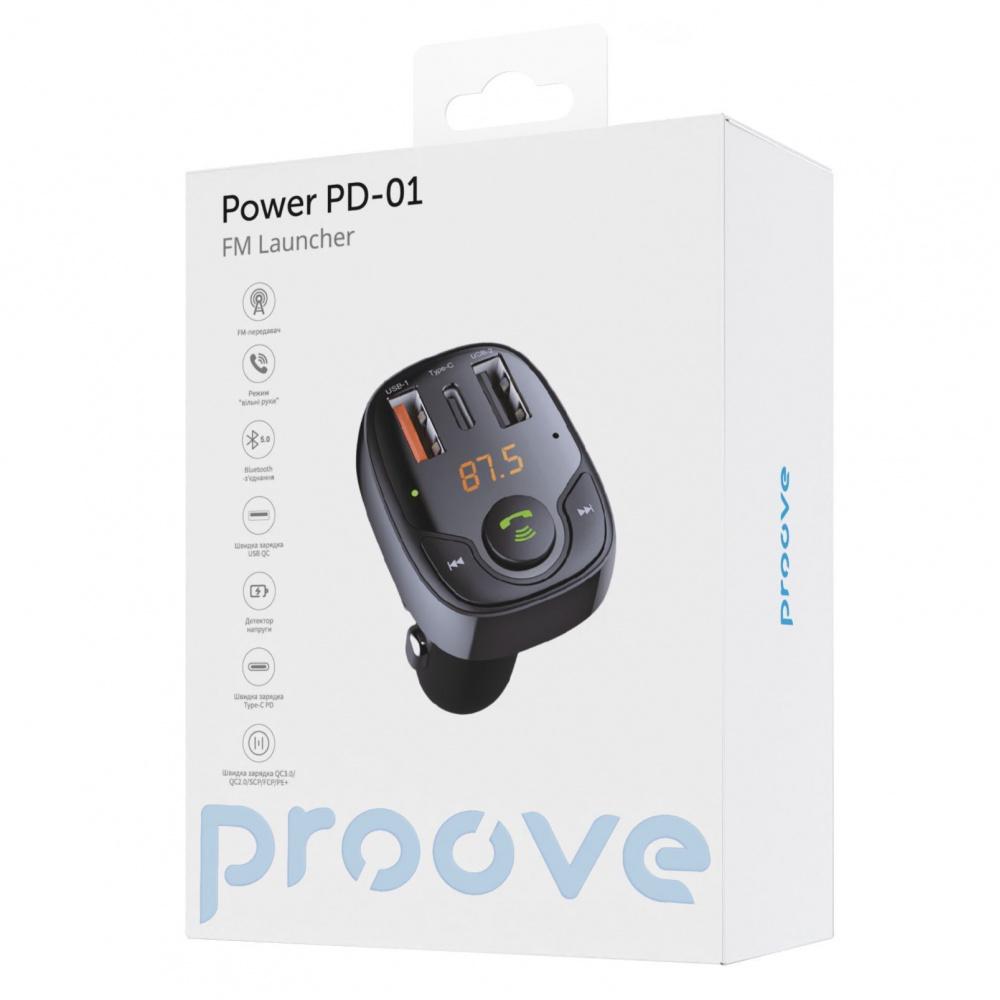 Зарядний пристрій в авто Proove FM Launcher Power PD-01 2USB+Type-C Чорний (44885 black) - фото 2