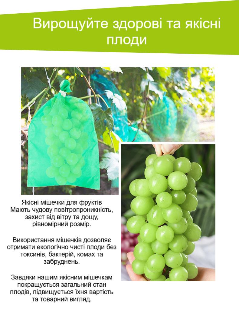 Мішечки для захисту плодів сітчасті подвійні зав’язки 30х20 см 10 шт. Світло-зелений (29542) - фото 7 Мішечки для захисту плодів сітчасті подвійні зав’язки 30х20 см 10 шт. Світло-зелений (29542) - фото 7