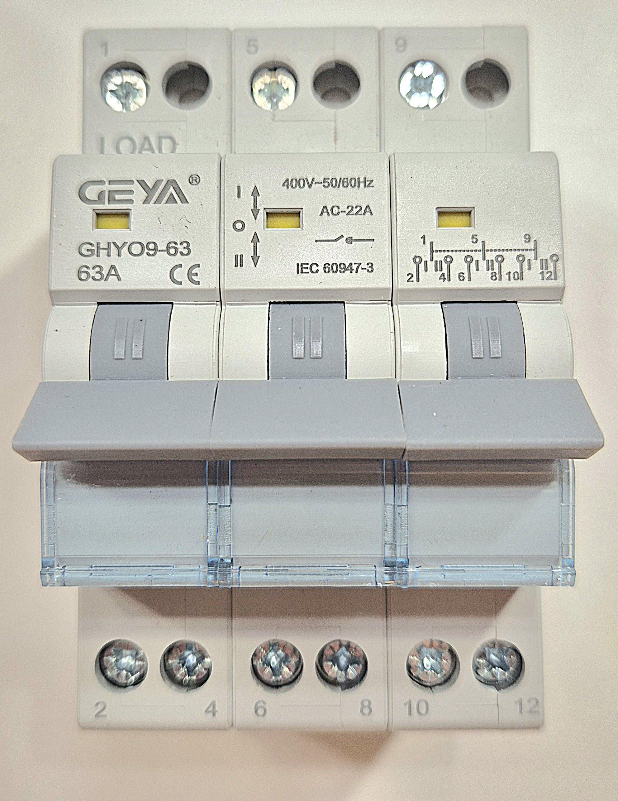 Перемикач навантаження перемикач резерного введення Geya GYHO8 3p 63А 1-0-2 (1907675)