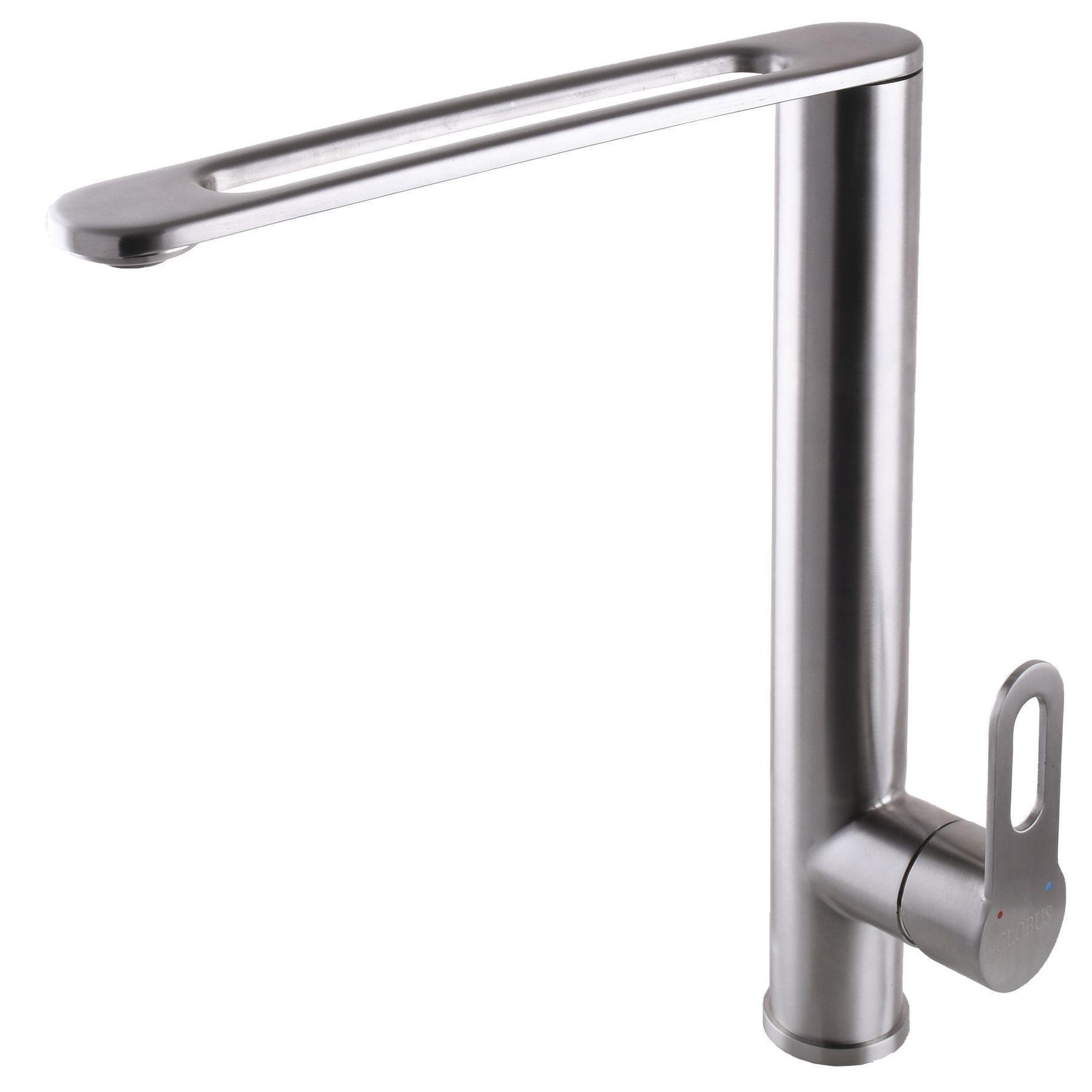 Кран на кухню Globus Lux нержавіюча сталь Сатин (20888)