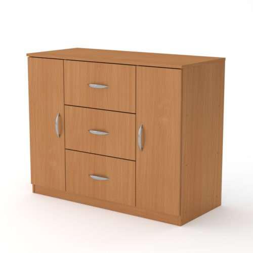 Комод Компаніт 3/2 для одежды и белья большой с 3 выдвижными ящиками 110x90x50 см Бук