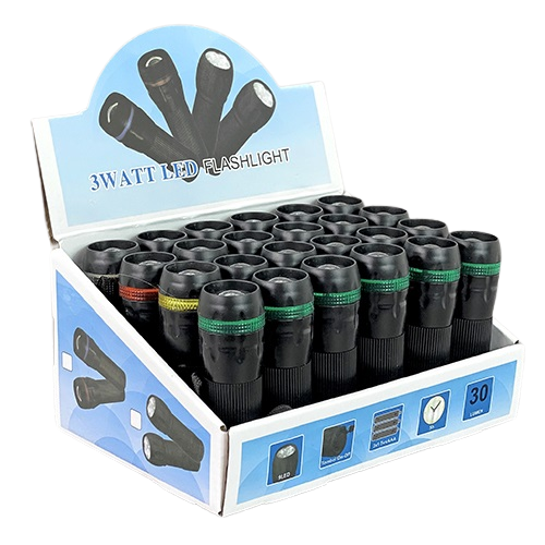 Фонарик светодиодный Stenson WW01227 1LED 10х3 см без батареек 3xААА 24 шт. (572712)