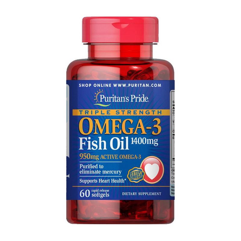 Рыбий жир Puritan's Pride Triple Strength Omega-3 Fish Oil 60 капс. (09084-01)