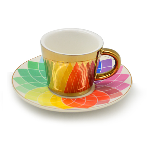 Чашка з блюдцем анаморф Веселка Stenson R88424 90 мл (543650)