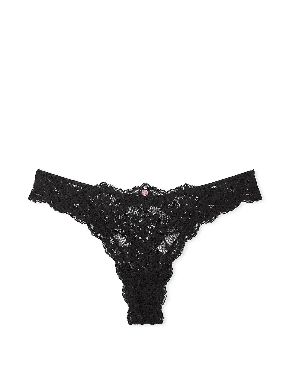Трусики стринги кружевные Victoria's Secret Lace Thong Panty S Черный (26875700) - фото 4