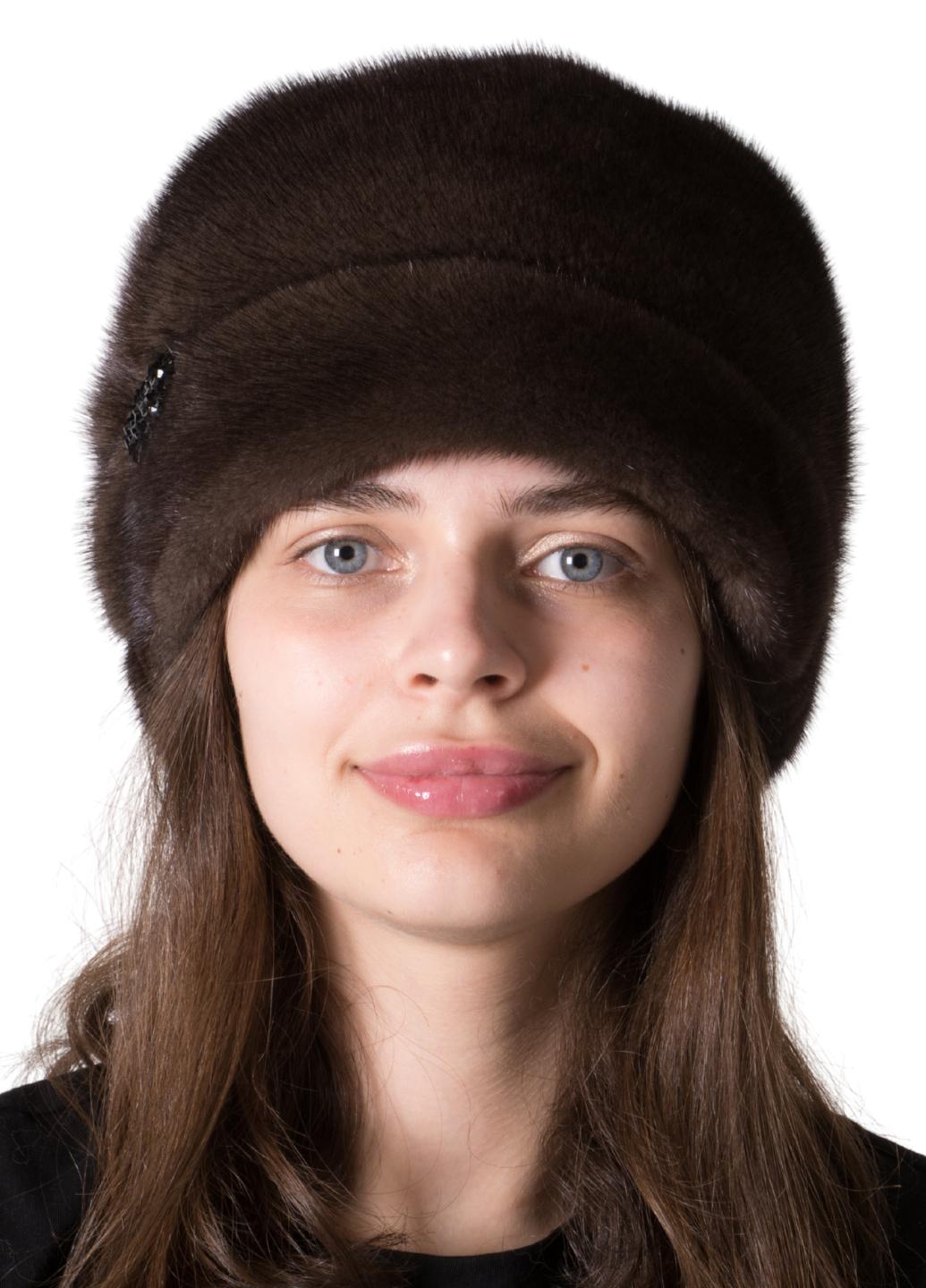 Женская кубанка Меховой стиль Стелла из натурального меха норки XL-XXL Коричневый (078/Е)