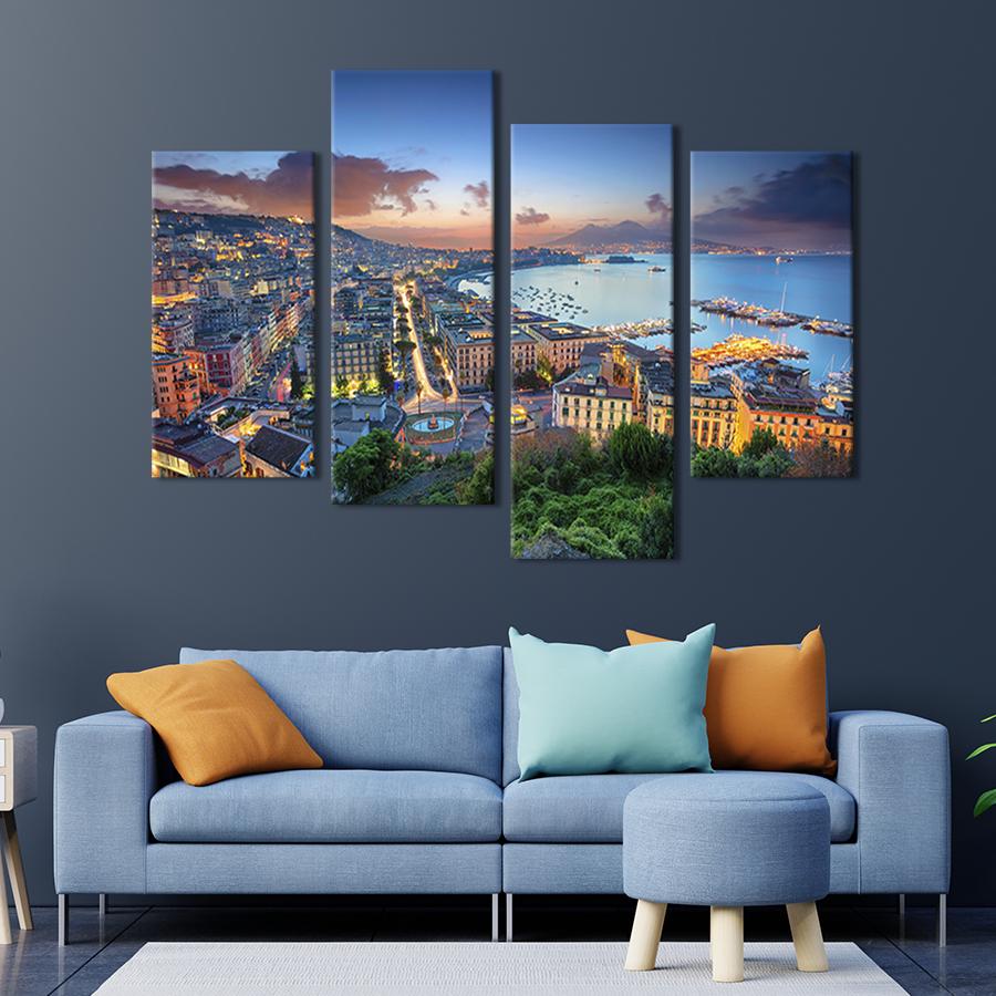 Картина модульная из 4 частей Вид на город Неаполь XL 149x106 см (398-42) Картина модульная из 4 частей Вид на город Неаполь XL 149x106 см (398-42)