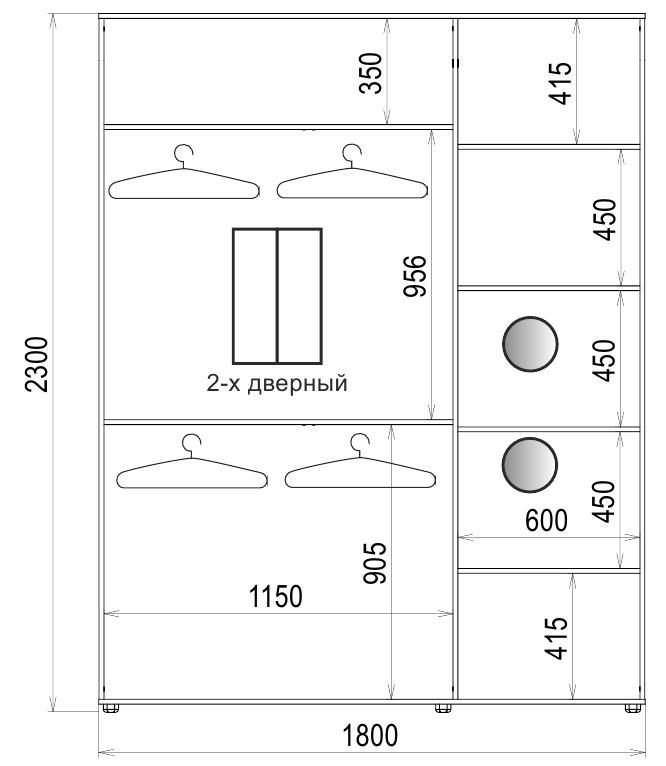 Шкаф-купе Luxe 2 двери ДСП/Зеркало CLS - IV 1800х2300х450 мм Белое дерево (9005) - фото 4