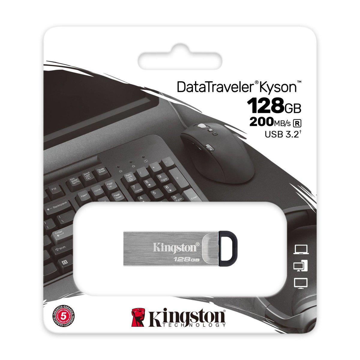 Флеш память Flash Kingston Usb 3.2 Dt Kyson 128 Gb Silver/Black