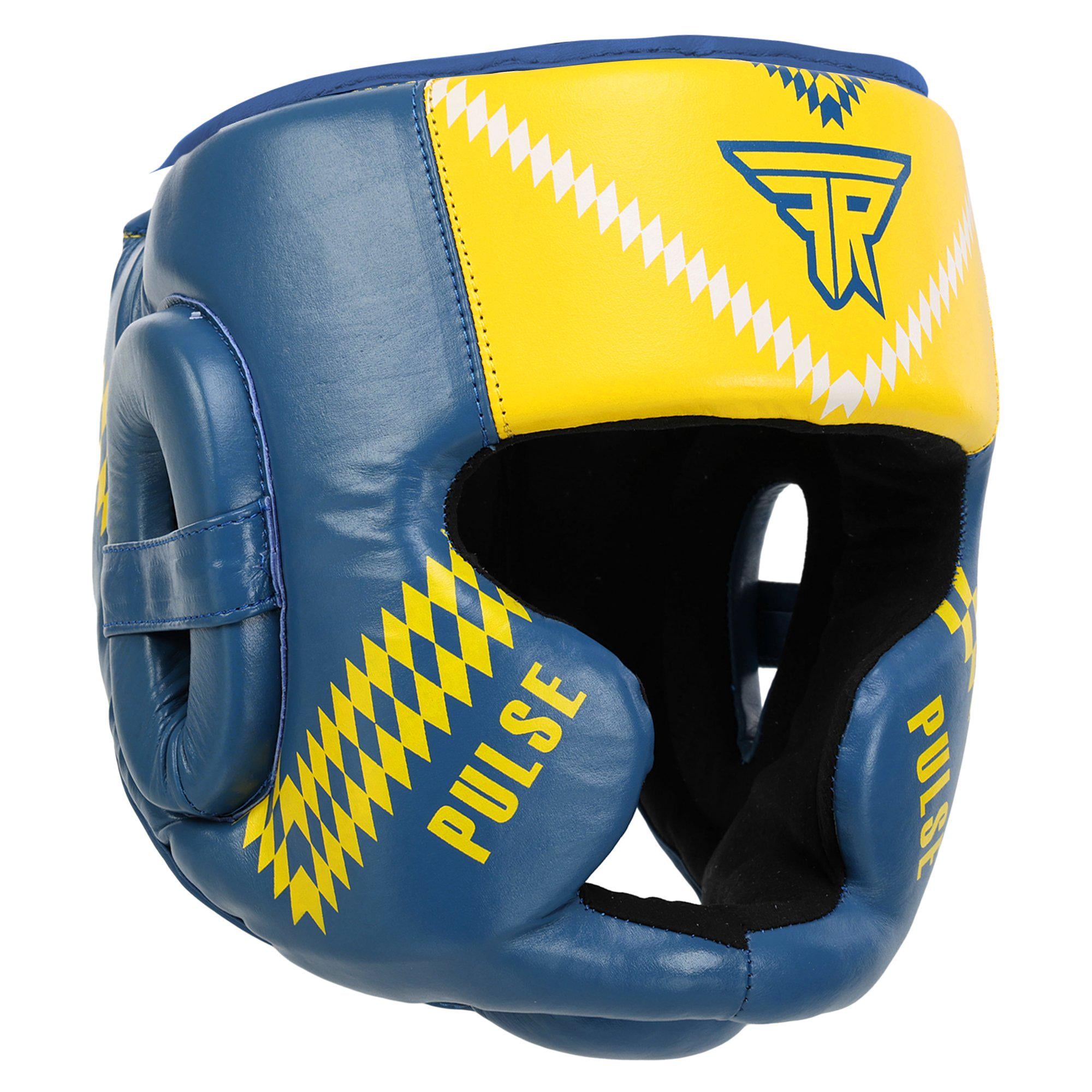 Шлем боксерский кожаный FISTRAGE VL-7859 с полной защитой S Сине-желтый (31773749)