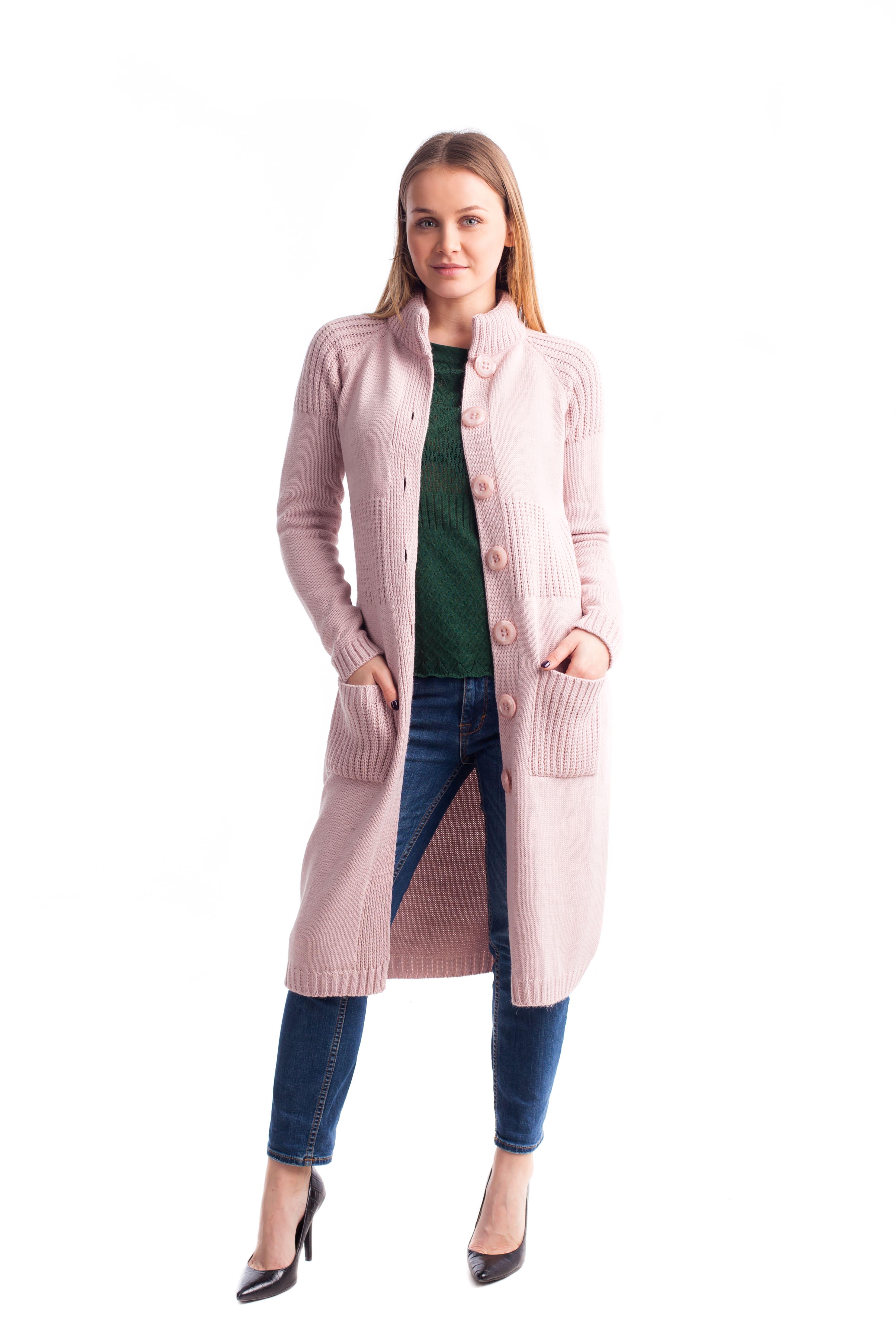 Кардиган жіночий Bakhur з коміром-стійкою S Пудра (3038 П 44) - фото 2 Кардиган жіночий Bakhur з коміром-стійкою S Пудра (3038 П 44) - фото 2