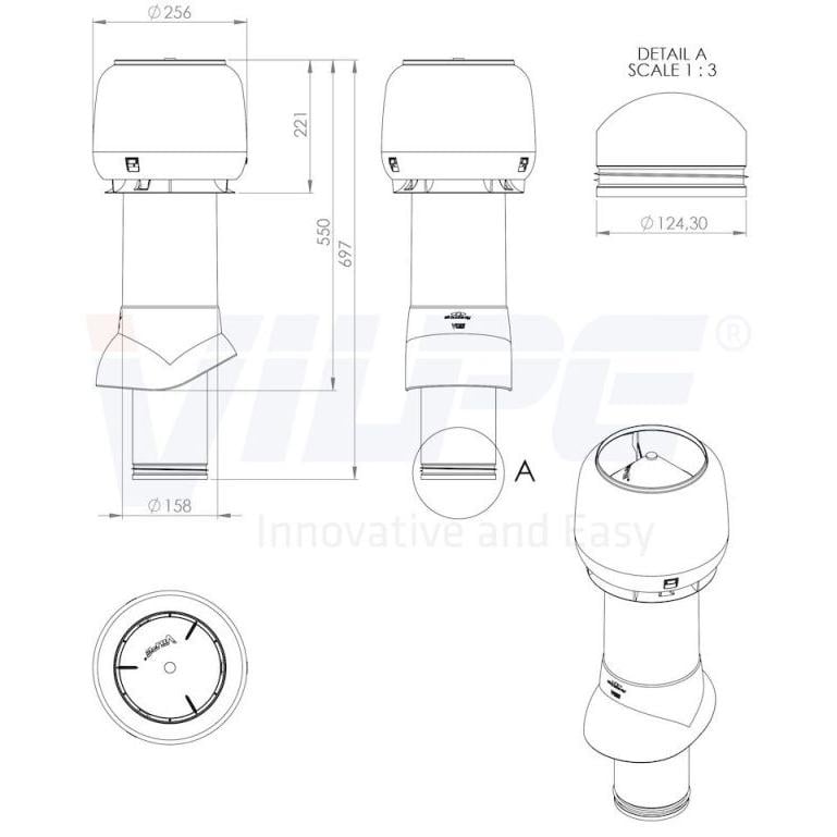 Выход вентиляционный Vilpe для битумной черепицы утепленный Ø 125 мм 500 мм 7024 Графитовый (29904624) - фото 3 Выход вентиляционный Vilpe для битумной черепицы утепленный Ø 125 мм 500 мм 7024 Графитовый (29904624) - фото 3