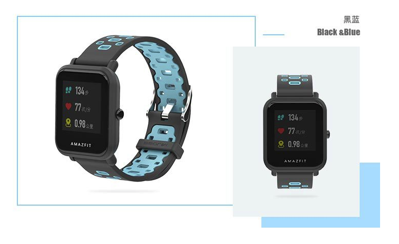 Ремешок для смарт-часов MiJobs Sport силиконовый 20 мм Черный/Голубой (1626P) - фото 3 Ремешок для смарт-часов MiJobs Sport силиконовый 20 мм Черный/Голубой (1626P) - фото 3