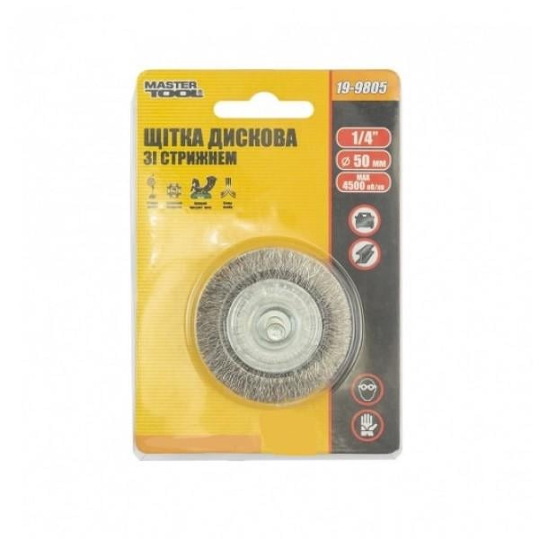 Щетка дисковая MasterTool GM из рифленой проволоки D 50 мм 1/4" (19-9805)