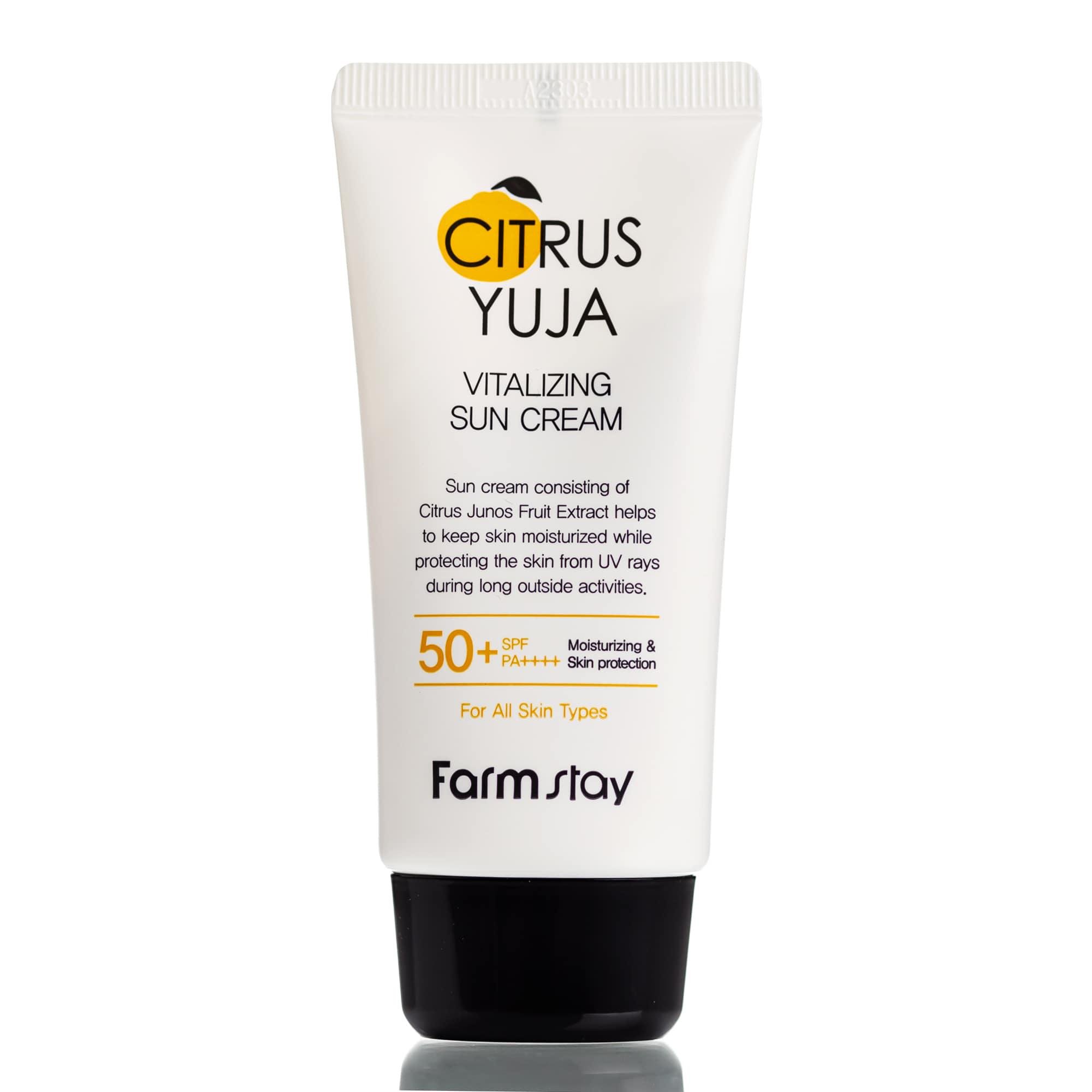 Крем для лица солнцезащитный с экстрактом юдзу FarmStay Citrus Yuja Vitalizing Sun Cream SPF50+ PA++ 70 мл