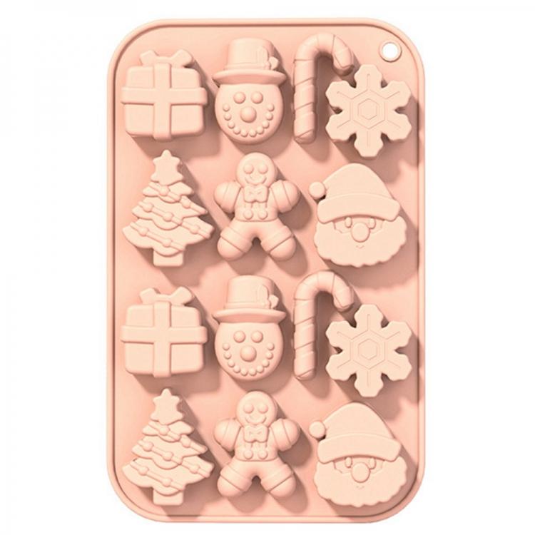 Форма для льда силиконовая Новогодняя 14 ячеек Pink (128364)