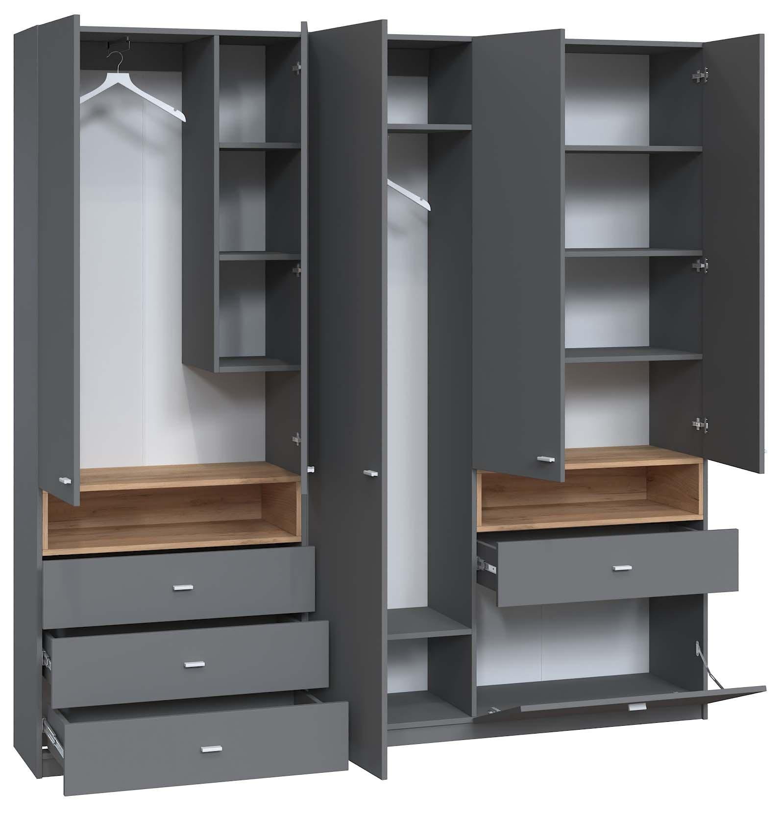 Шафа з дзеркалом розпашна Майстер Форм Тетріс 2118х376х2000 мм Антрацитовий/Дуб крафт золотий (31232) - фото 2 Шафа з дзеркалом розпашна Майстер Форм Тетріс 2118х376х2000 мм Антрацитовий/Дуб крафт золотий (31232) - фото 2