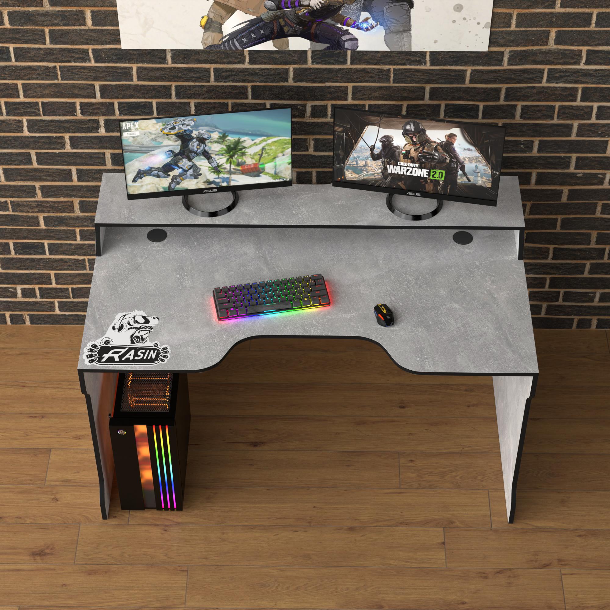 Стол геймерский эргономичный с надстройкой Zeus Rasin RS-22 из ЛДСП Индустриал-черный (RS-23) - фото 2 Стол геймерский эргономичный с надстройкой Zeus Rasin RS-22 из ЛДСП Индустриал-черный (RS-23) - фото 2