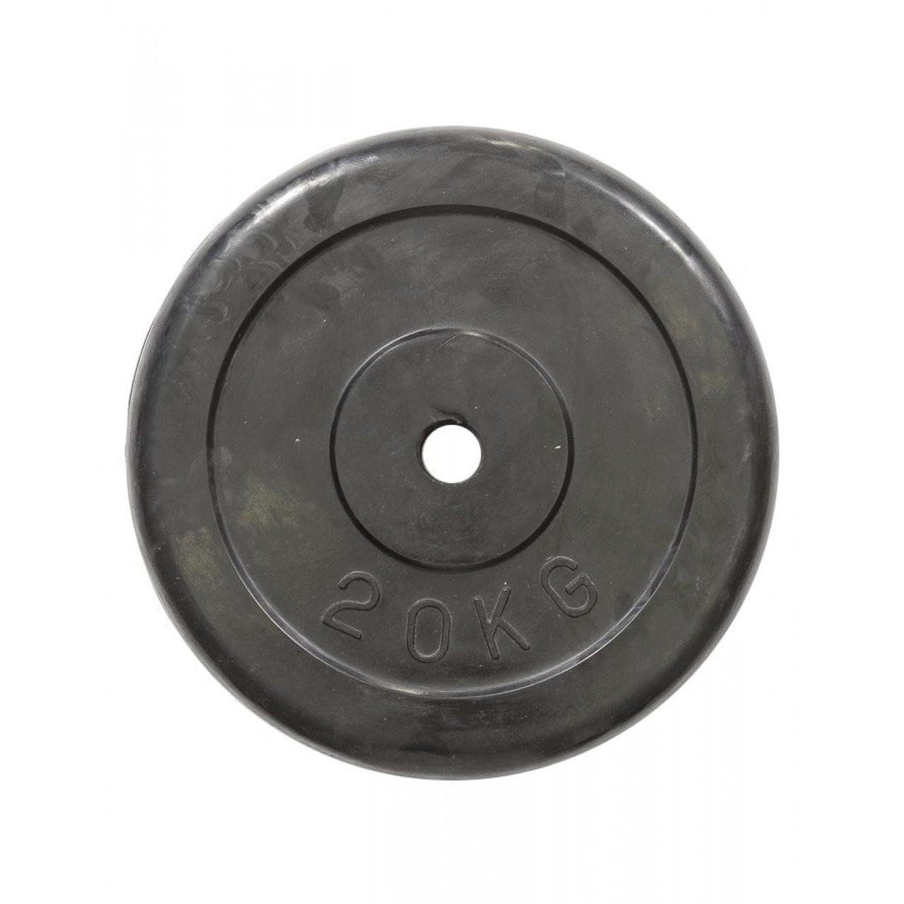 Диск цельный для грифа штанги и гантелей R-20 стальной прорезиненный d 30 мм 20 кг (2021103168)