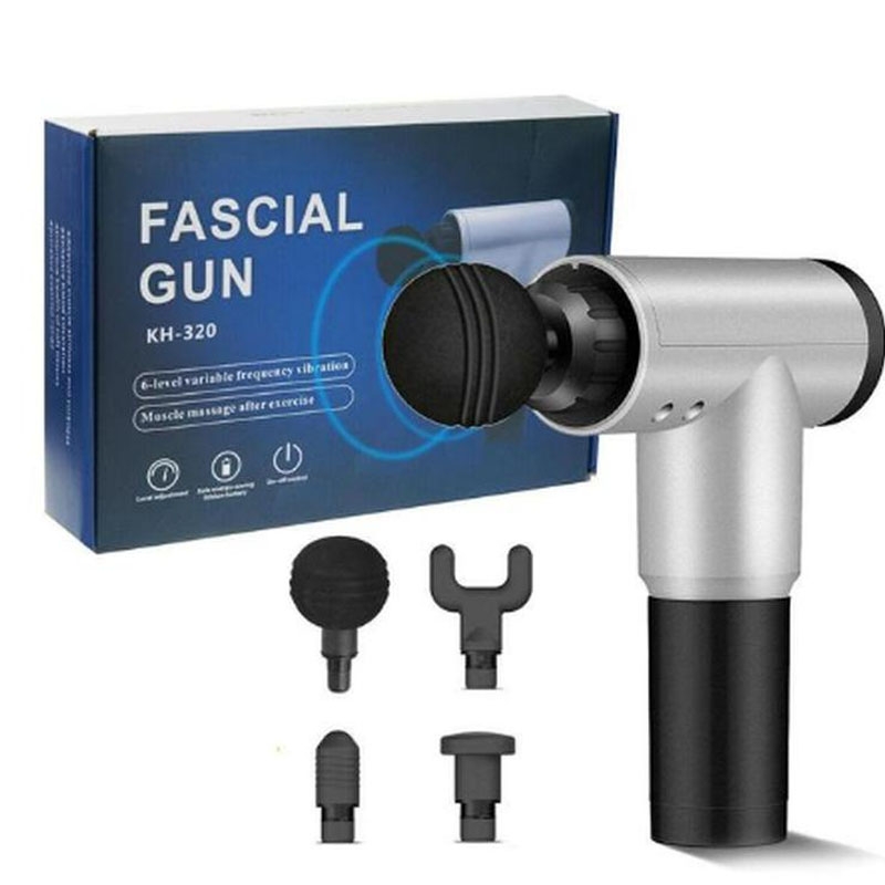 Масажер ручний акумуляторний Fascial Gun KH-320 ударний м'язовий 4 насадки Gray (tf6832) - фото 7