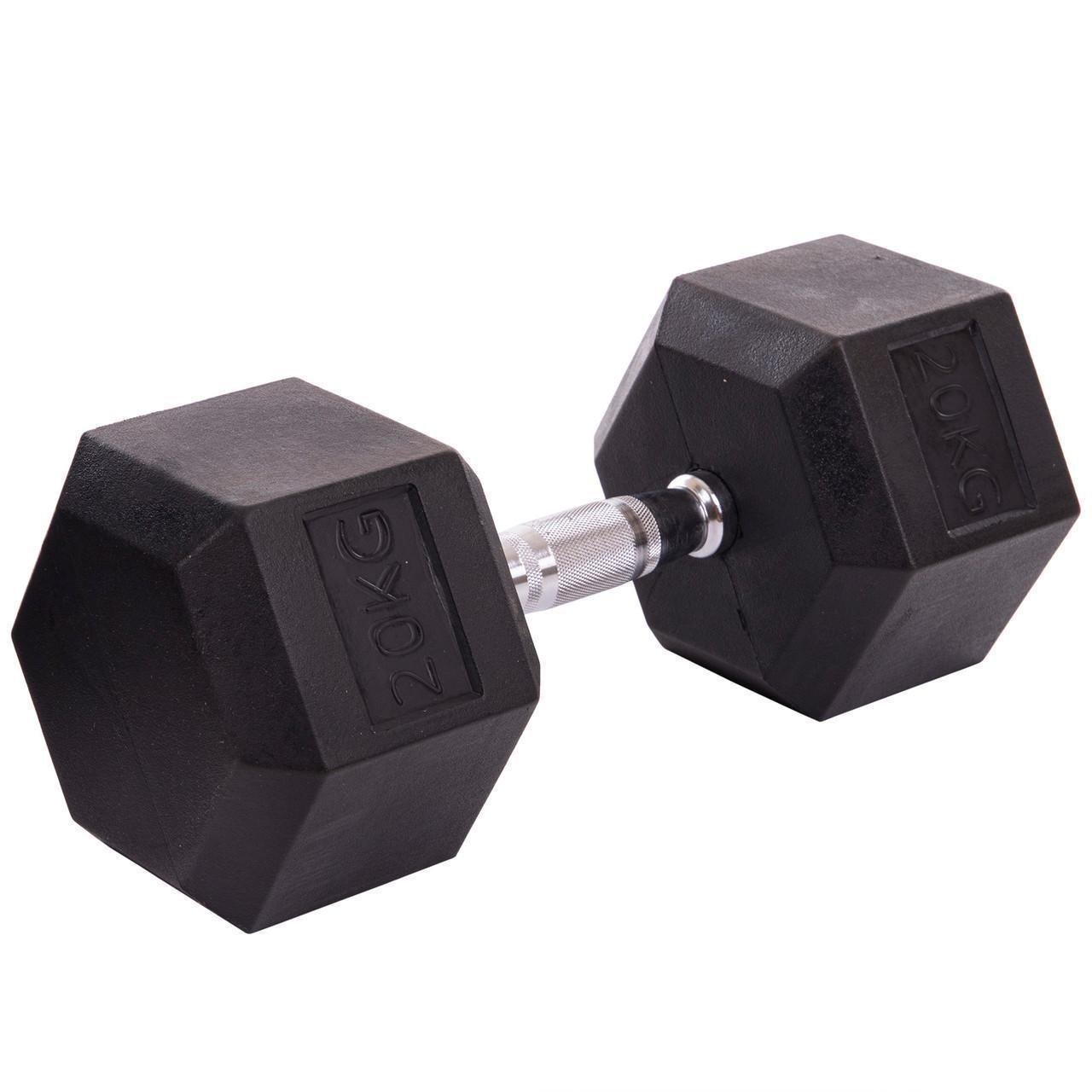 Гантель цільна SP-Planeta LN-1205-20 шестигранна гексагональна гумова 20 кг (2532853964) - фото 1 Гантель цільна SP-Planeta LN-1205-20 шестигранна гексагональна гумова 20 кг (2532853964) - фото 1