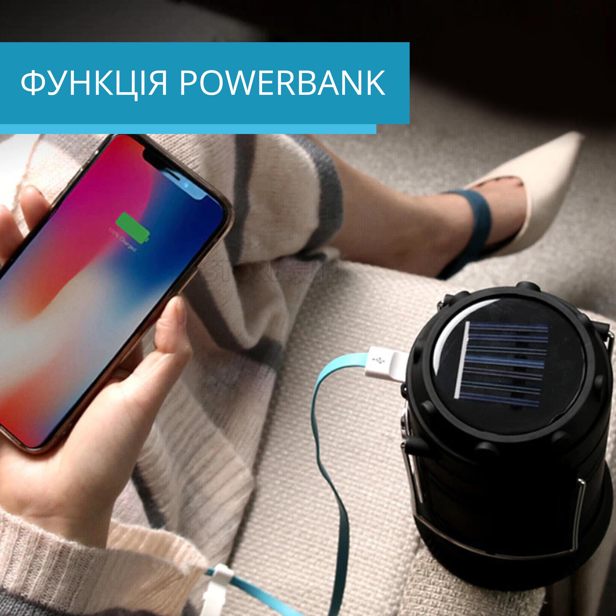 Складной кемпинговый фонарь Camping Lamp Solar Powerbank Черный - фото 9