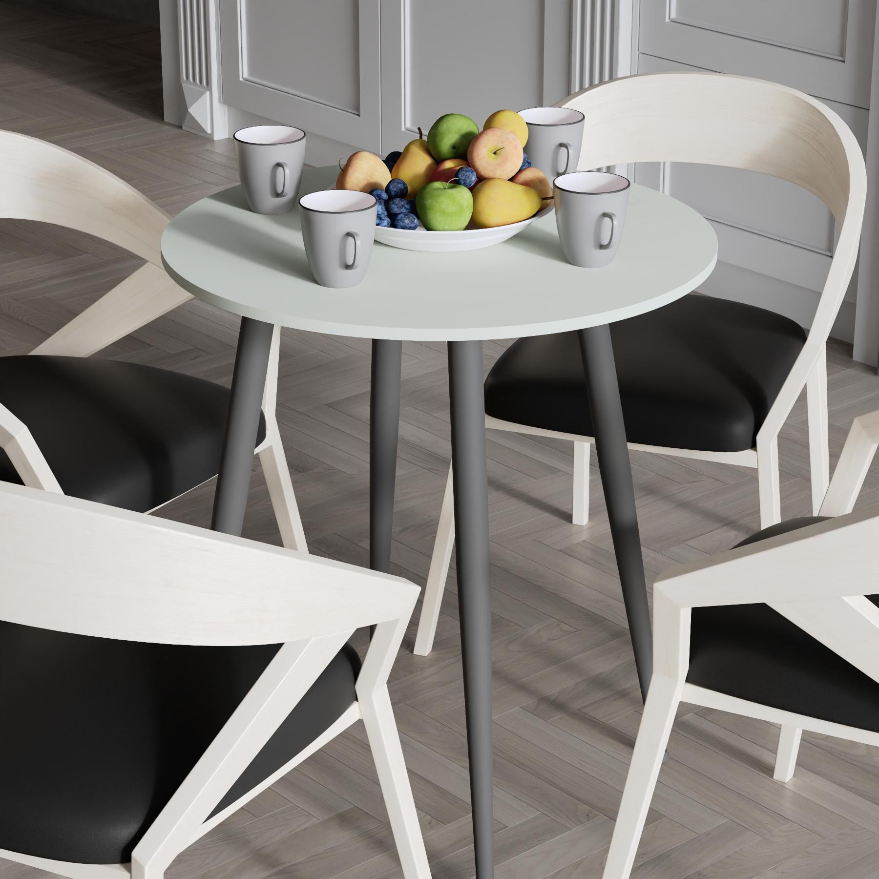 Обідній стіл круглий Ferrum-decor OPTIMA 4 ніжки конусні метал/ДСП 16 мм 750x670x670 мм Чорний/Кашемір (FRD-107566)