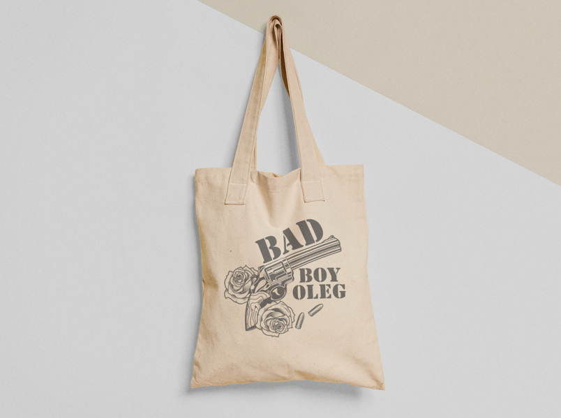 Эко-сумка шоппер с принтом "Bad boy Oleg" 38х40 см Бежевый (ИМ25-Т)