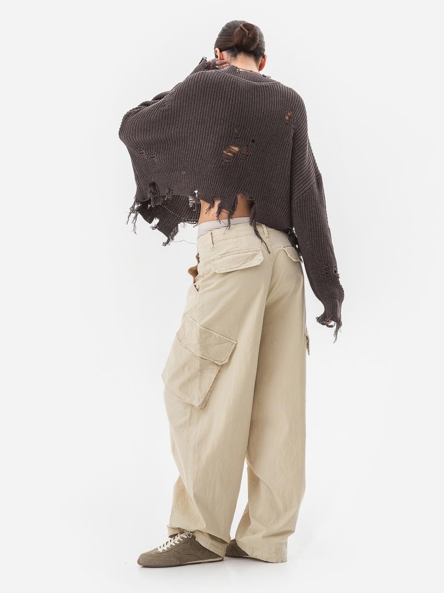 Свитер женский с рваным эффектом SVTR р. 42-50 Капучино (562) - фото 7