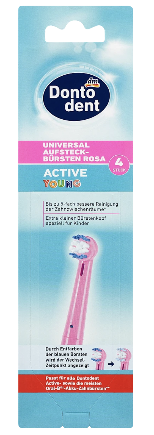 Насадки універсальні Dontodent Active Young 4 шт. Рожевий (4067796069754)