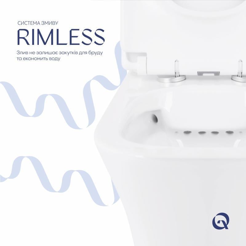 Компакт Qtap Presto Quadro безобідковий з сидінням Soft-close QT24221215AW (2622385774) - фото 5