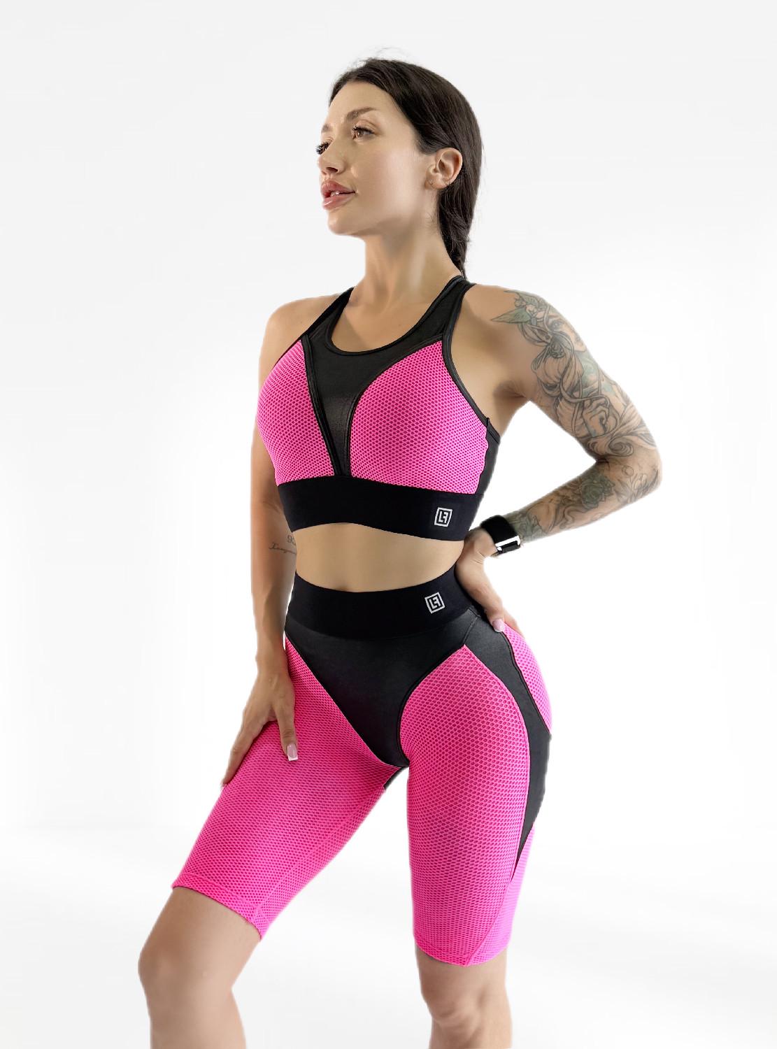 Костюм для фитнеса женский LILAFIT шорты и топ L Розово-черный (LFT000033)