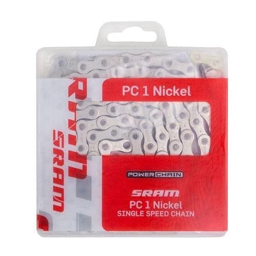 Цепь на велосипед SRAM PC1 Nickel 114 лнк 1 скорость с замком Серебристый