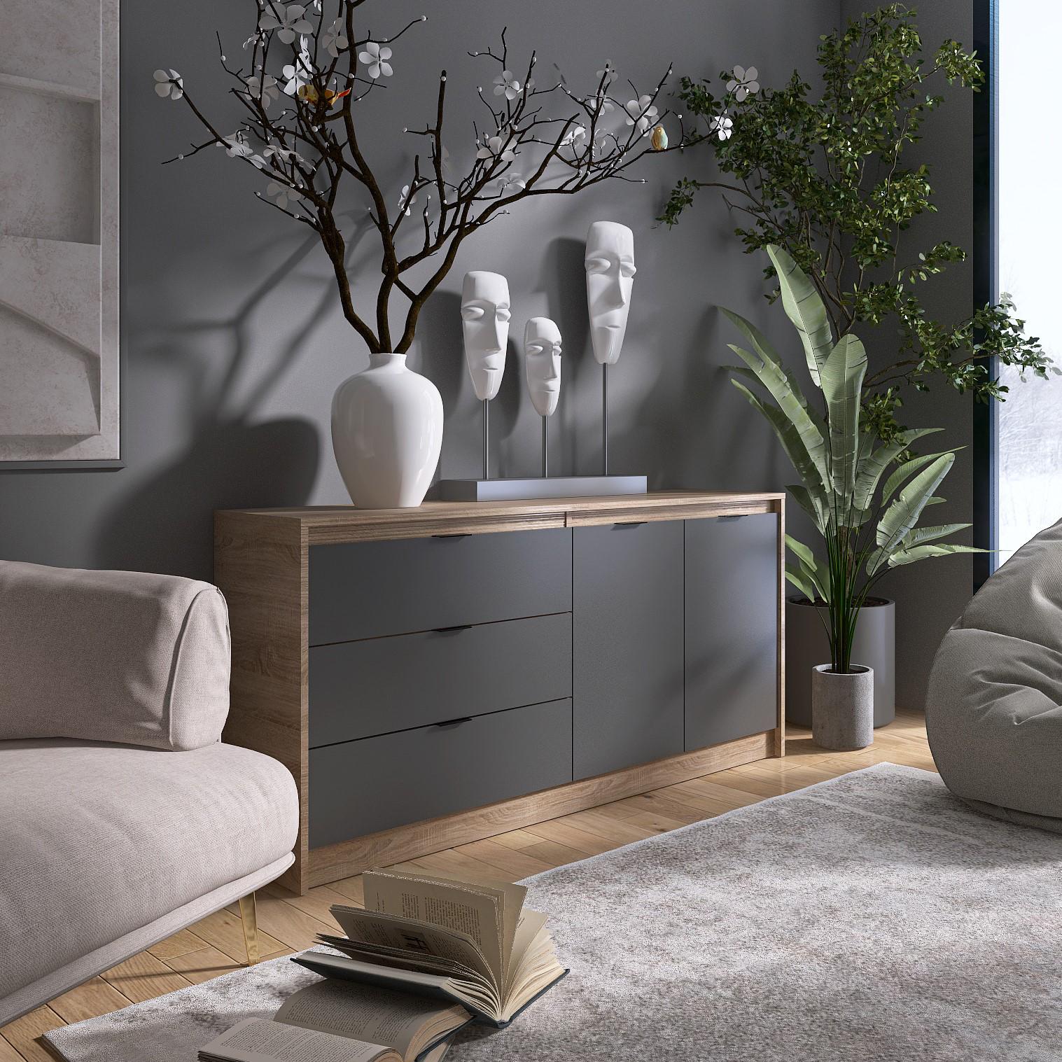 Комод Everest Сити 1500 1502х380х746 мм Сонома/Графит (11416) - фото 3 Комод Everest Сити 1500 1502х380х746 мм Сонома/Графит (11416) - фото 3