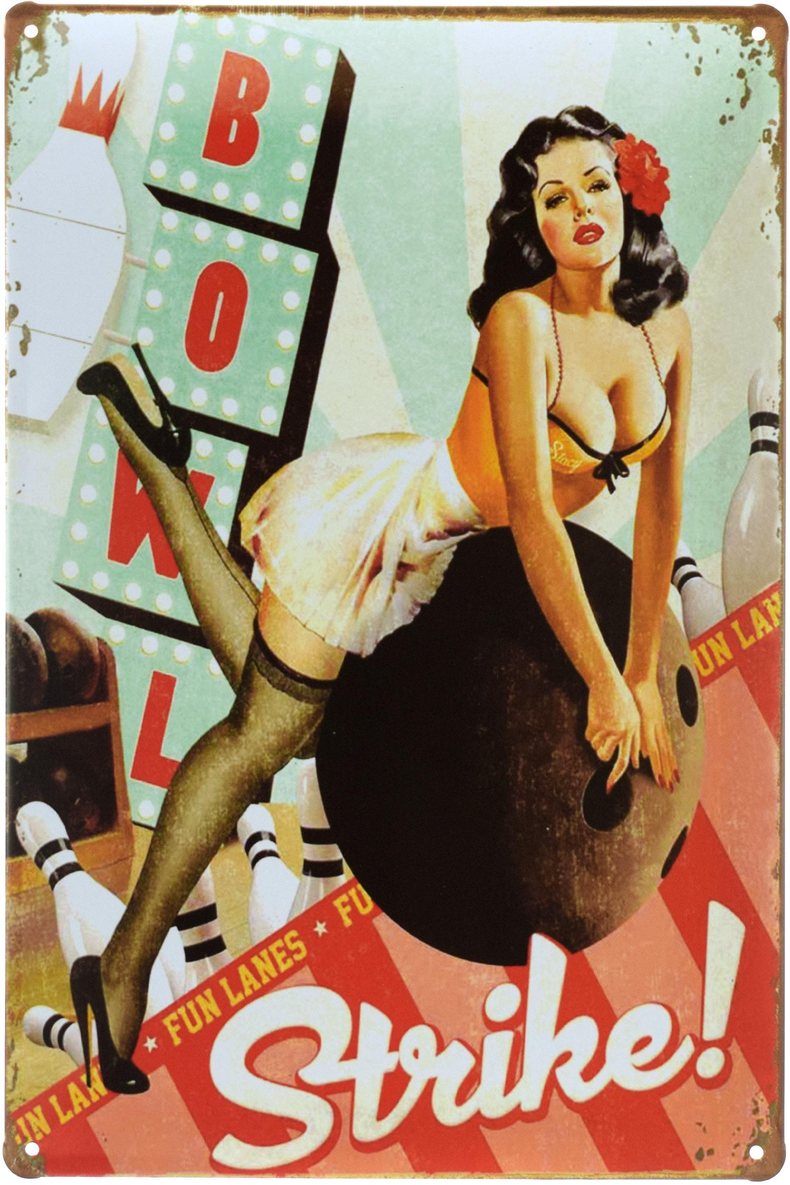 Табличка металлическая Боулинг Pin Up 20x30 см
