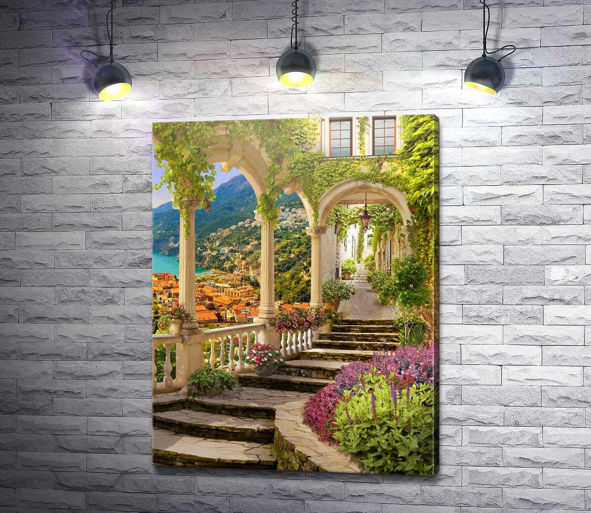 Картина ArtPoster Живописная терраса в зелени и цветах 77x100 см Модуль №1 (004489)