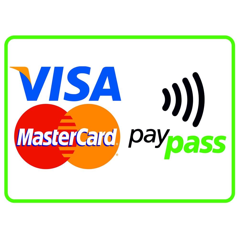 Наклейка Visa MasterCard PayPass горизонтальная 140х100 мм