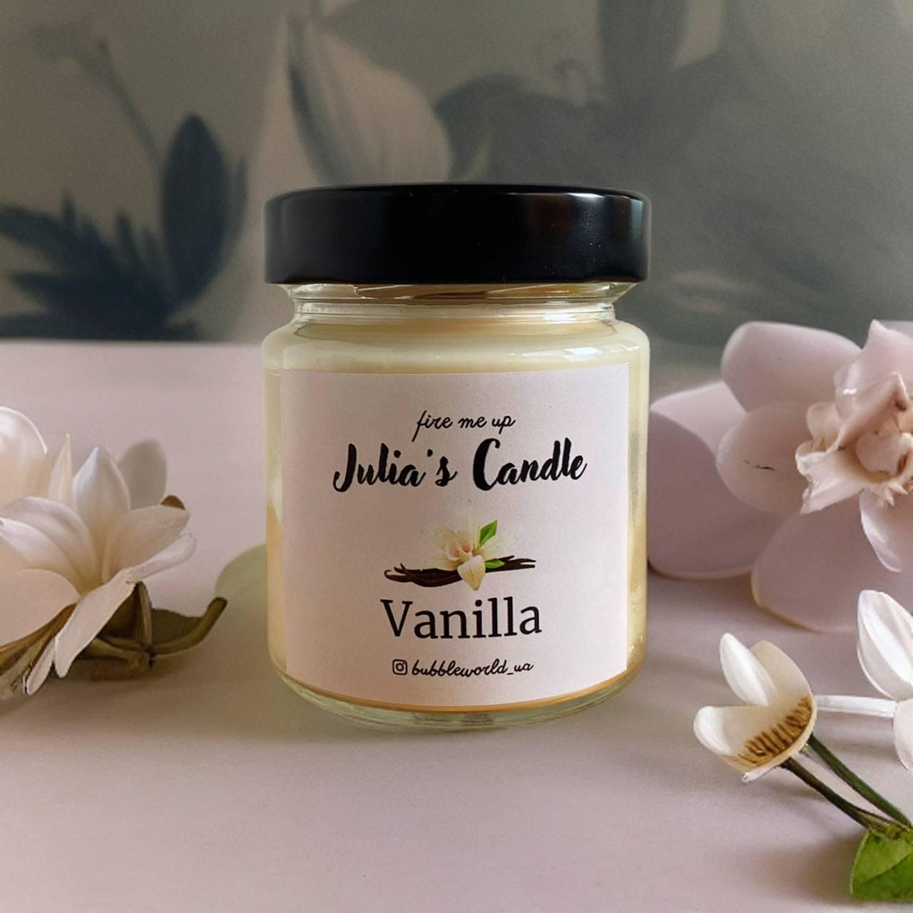 Ароматична свічка Julia's Candle соєва з дерев'яним гнітом Vanilla 200 мл (1100-2200) - фото 1