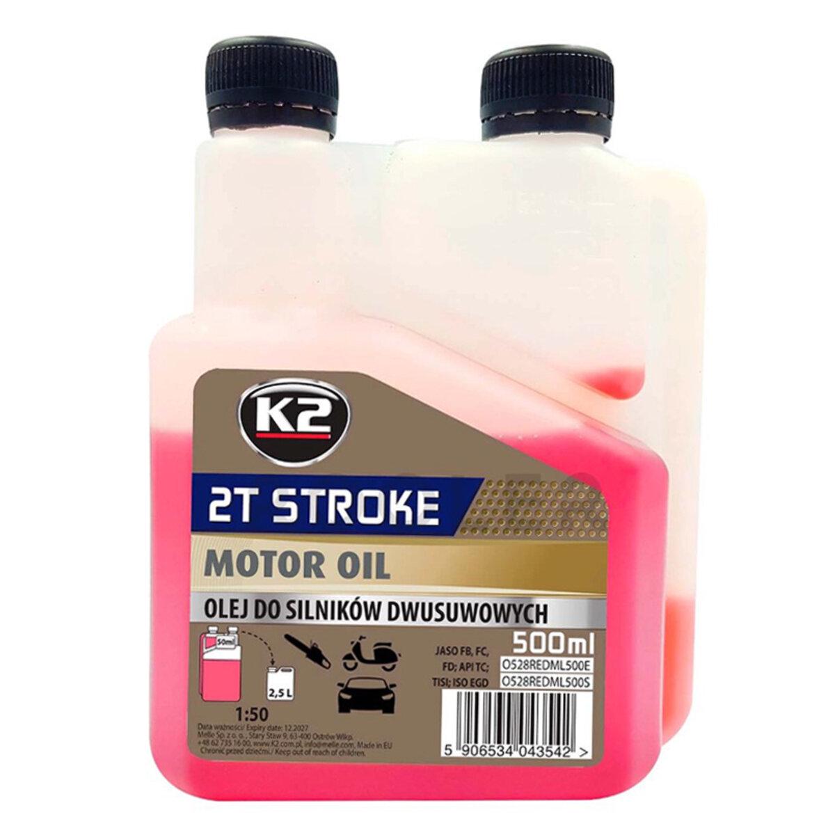 Масло моторное K2 2T STROKE MOTOR OIL RED 500 мл (8101)