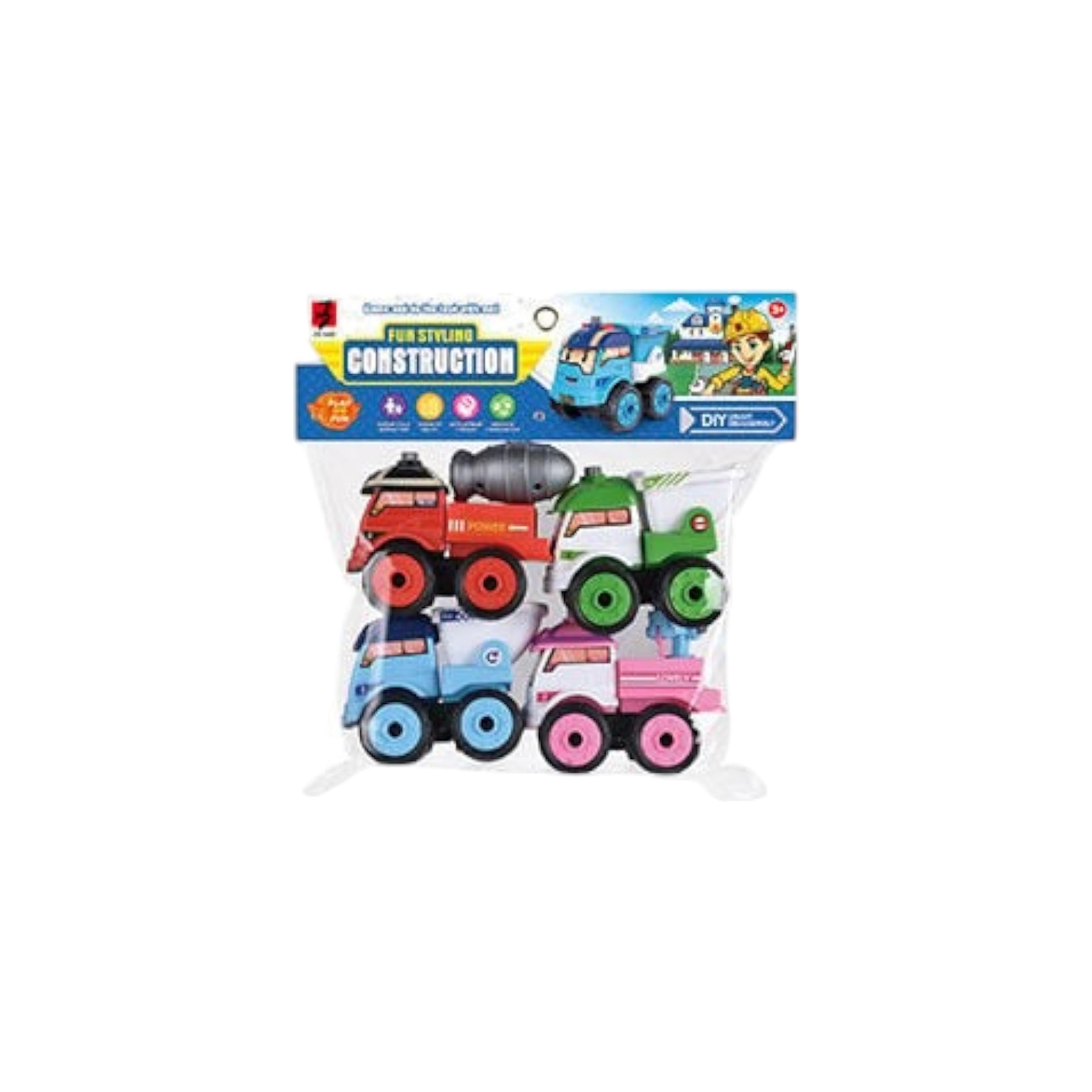 Конструктор игровой JD 1899-2 A 4 машинки с отверткой и насадками (28536158)