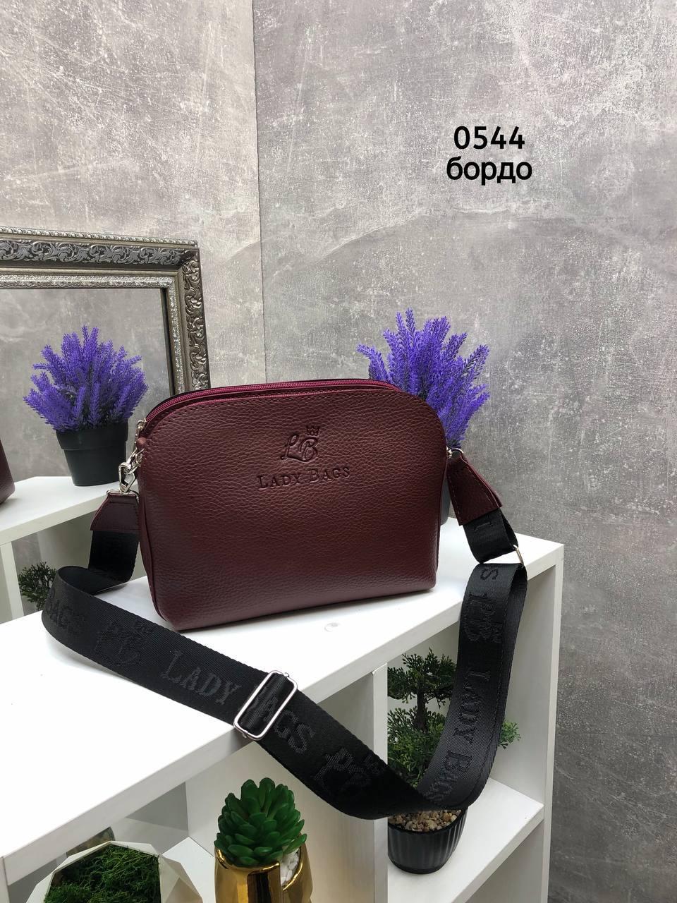 Клатч кросс-боди женский через плечо с широким ремнем Бордовый (2332046614) - фото 4