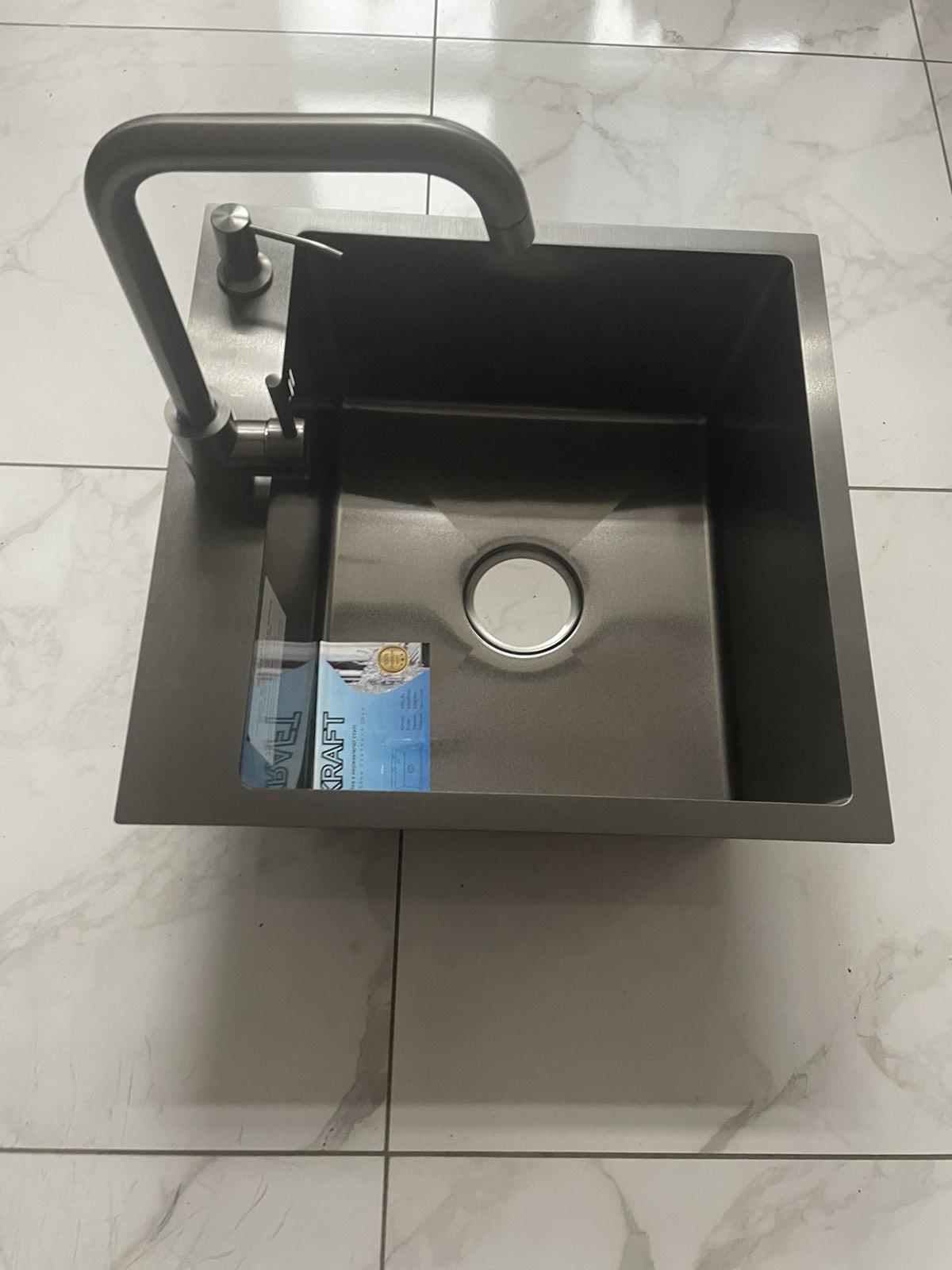 Мойка кухонная Kraft 5050 PVD Черный/смеситель для кухни Kraft из нержавеющей стали Черный - фото 2 Мойка кухонная Kraft 5050 PVD Черный/смеситель для кухни Kraft из нержавеющей стали Черный - фото 2