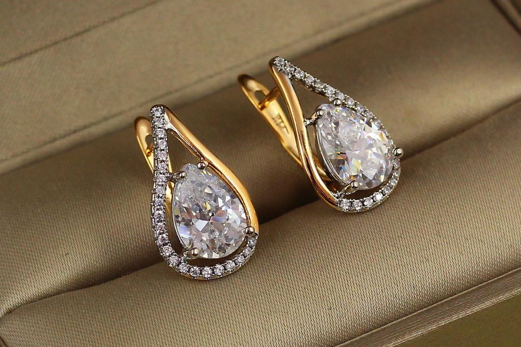Серьги Xuping Jewelry Капля с родием 1,8 см Золотистый (2271292511)