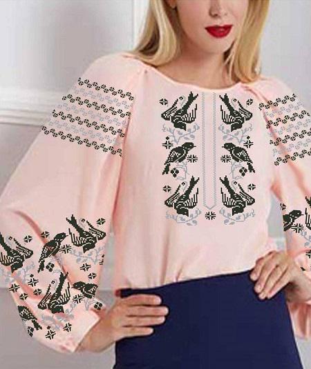 Заготовка для вышивки нитями или бисером рубашка СЖ-335 домотканое полотно