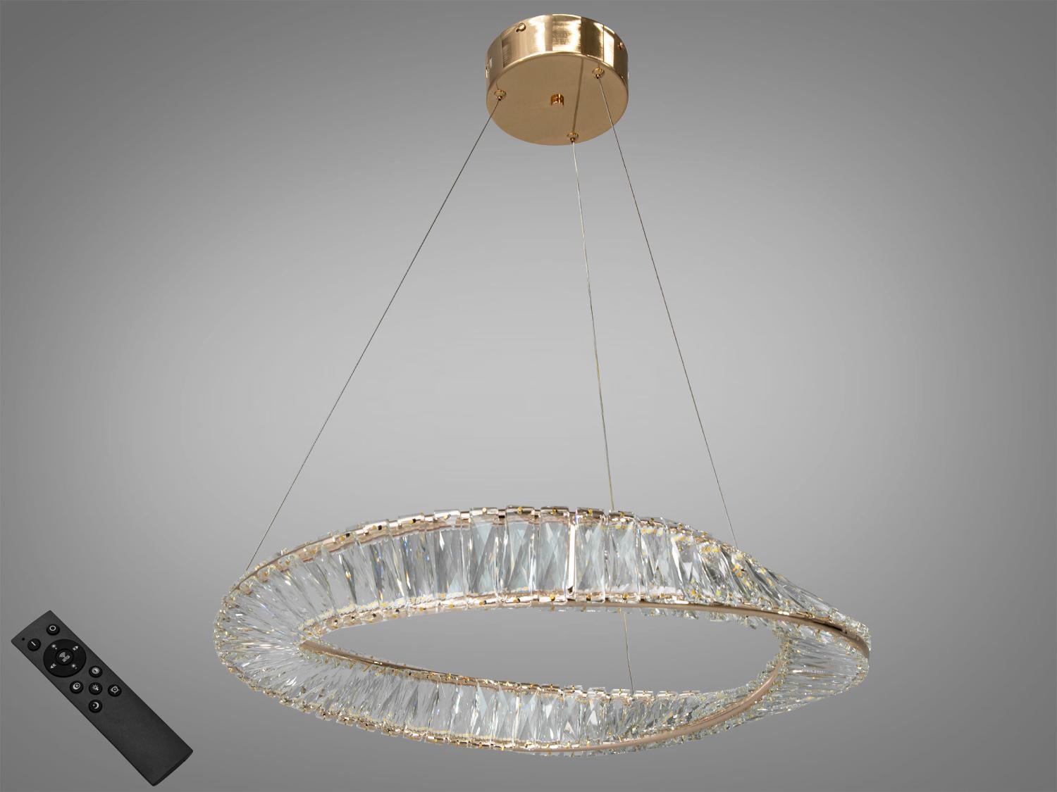 Люстра підвісна LED кришталева/пульт 72 Вт Золотий (548/600G)